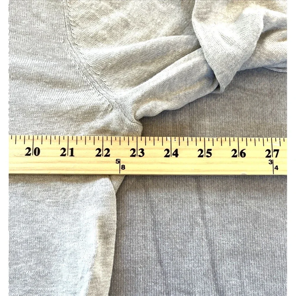 Banana Republic Lightweight Sweater Mens L Silk Linen V-Neck Gray Classic